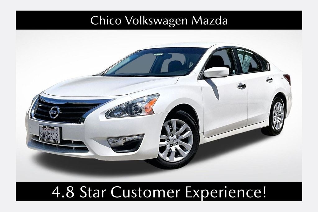 2015 Nissan Altima 2.5 S in Pearl White — front three-quarter view