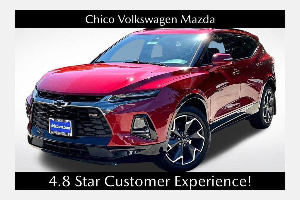 2021 Chevrolet Blazer RS in Cherry Red Tintcoat — front three-quarter view