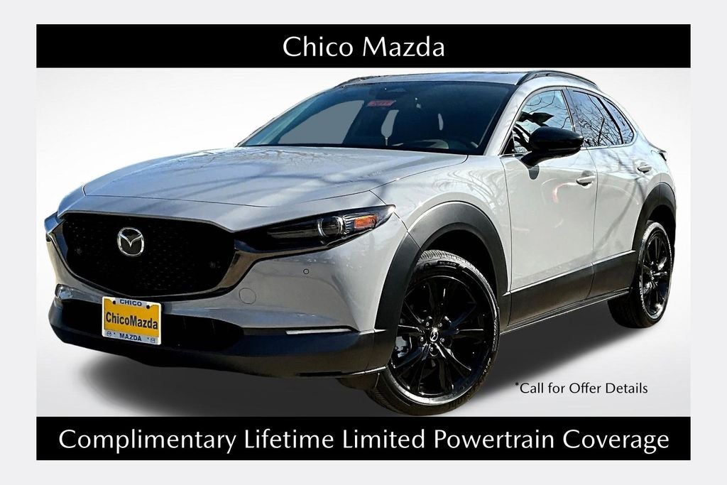 2025 Mazda Mazda CX-30 2.5 Turbo Premium Plus AWD in Aero Gray Metallic — front three-quarter view