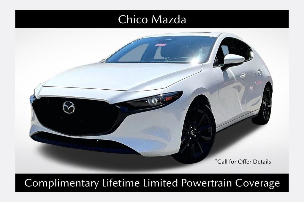 2026 Mazda Mazda3 Hatchback 2.5 S Premium in Snowflake White Pearl — front three-quarter view
