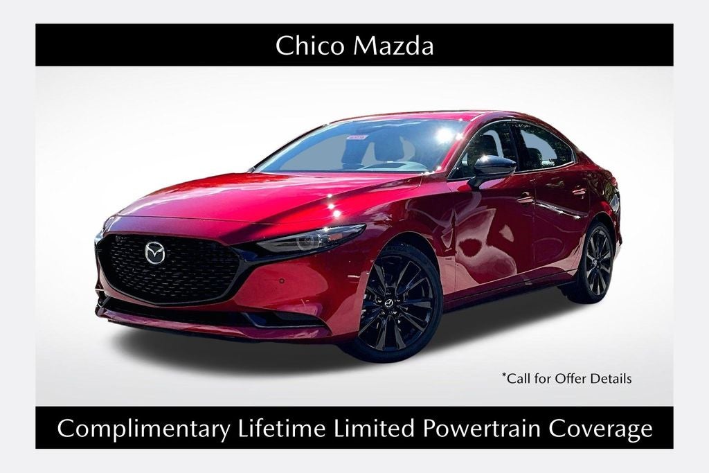 2026 Mazda Mazda3 Sedan 2.5 Turbo Premium Plus AWD in Soul Red Crystal Metallic — front three-quarter view
