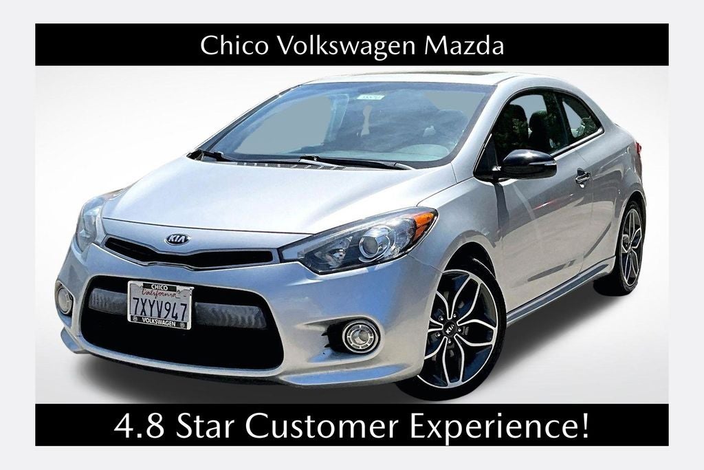 2014 Kia Forte Koup SX in Bright Silver — front three-quarter view