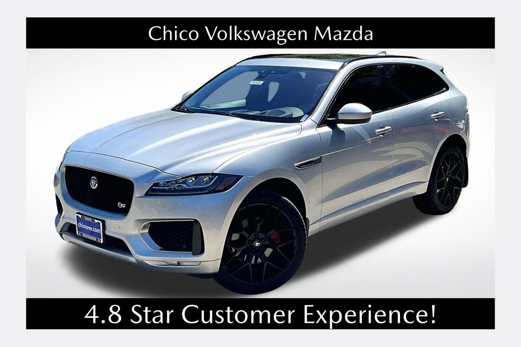 2017 Jaguar F-PACE S in White — front three-quarter view